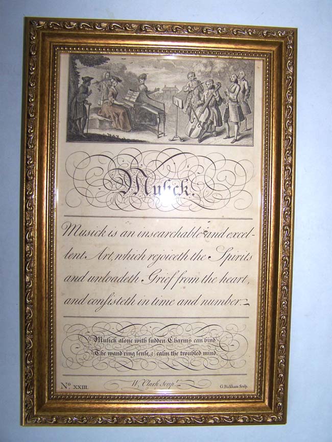 An 18th century engraving entitled "Music" published in London in 1741 by George Bickhham — image 2
